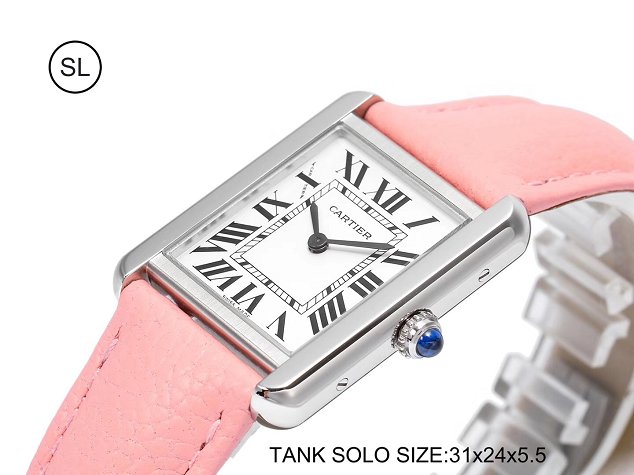 Cartier tank quartz watch small togo leather WSTA0030 pink