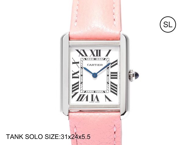 Cartier tank quartz watch small togo leather WSTA0030 pink