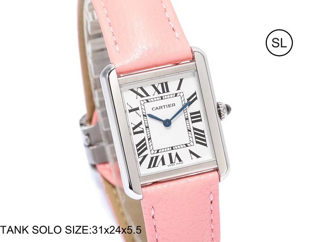 Cartier tank quartz watch small togo leather WSTA0030 pink