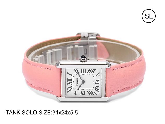 Cartier tank quartz watch small togo leather WSTA0030 pink