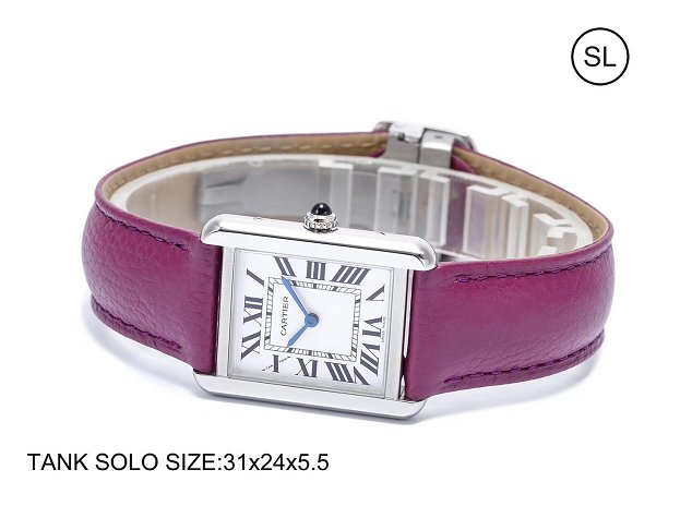 Cartier tank quartz watch small togo leather WSTA0030 purple