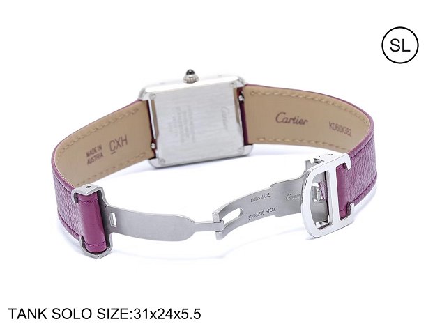 Cartier tank quartz watch small togo leather WSTA0030 purple