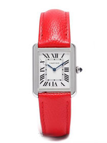 Cartier tank quartz watch small togo leather WSTA0030 red