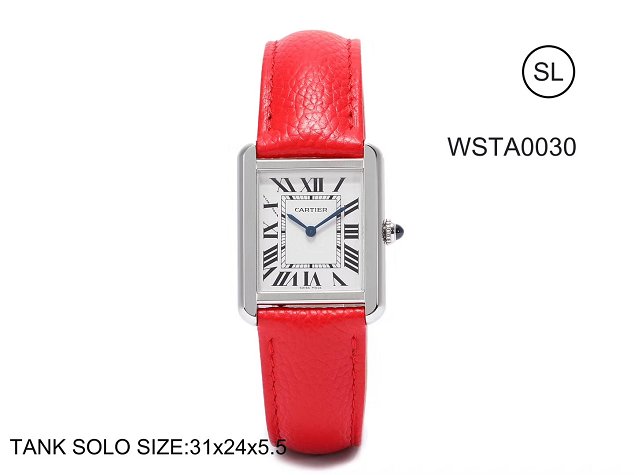 Cartier tank quartz watch small togo leather WSTA0030 red