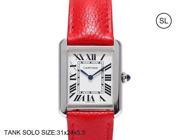 Cartier tank quartz watch small togo leather WSTA0030 red