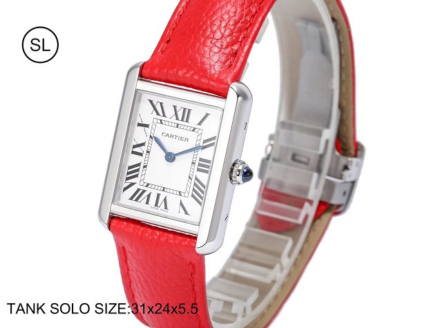 Cartier tank quartz watch small togo leather WSTA0030 red