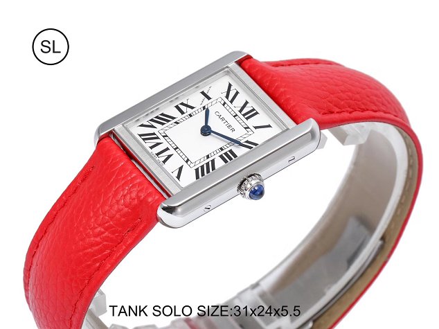 Cartier tank quartz watch small togo leather WSTA0030 red