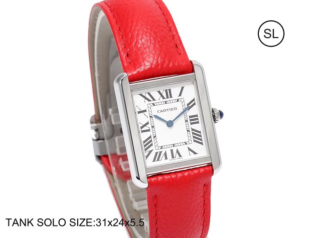 Cartier tank quartz watch small togo leather WSTA0030 red