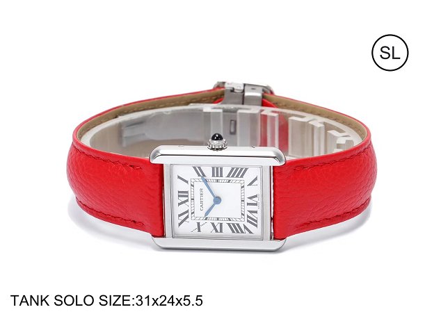 Cartier tank quartz watch small togo leather WSTA0030 red