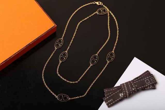 Hermes farandole long necklace H105205 black