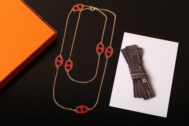 Hermes farandole long necklace H105205 red