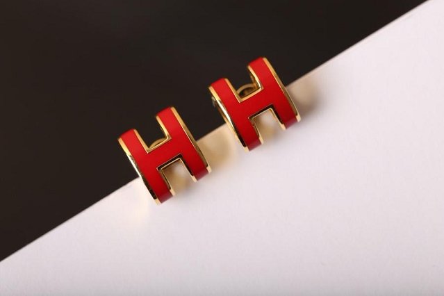 Hermes top quality H earrings H217599 red