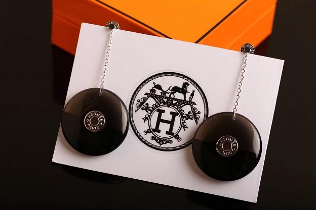 Hermes top quality resin earrings H217595 black