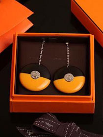 Hermes top quality resin earrings H217595 black&yellow