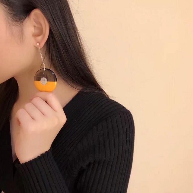 Hermes top quality resin earrings H217595 black&yellow