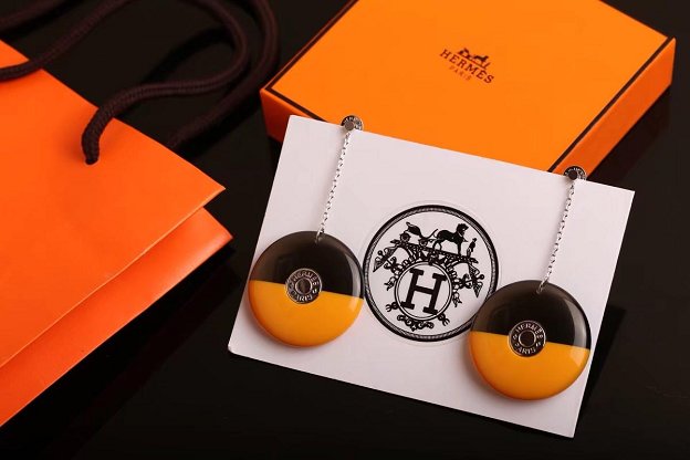 Hermes top quality resin earrings H217595 black&yellow