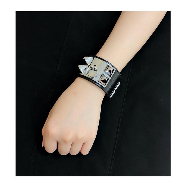 Herems crocodile leather CDC bracelet H109025 black