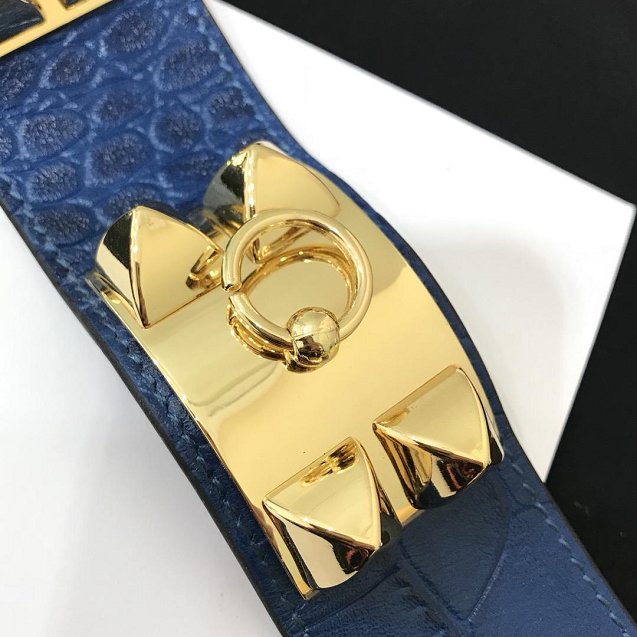 Herems crocodile leather CDC bracelet H109025 blue