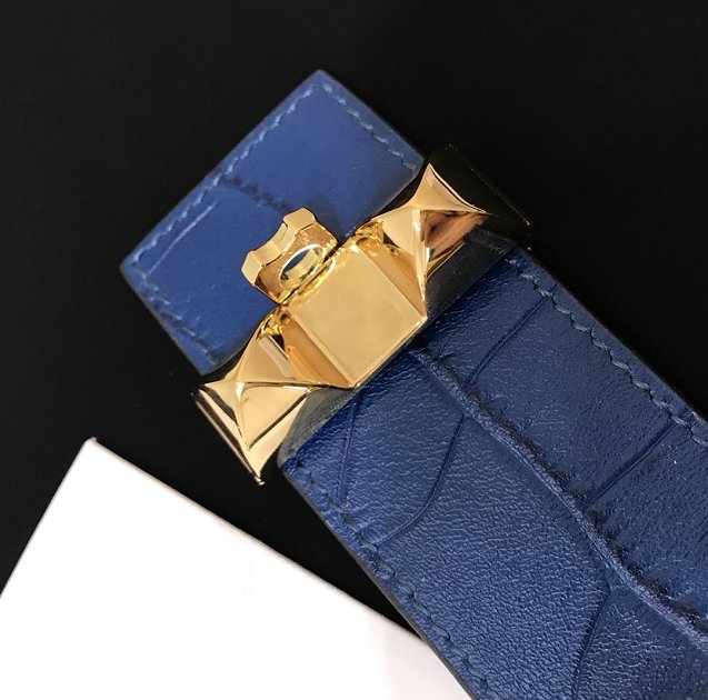 Herems crocodile leather CDC bracelet H109025 blue