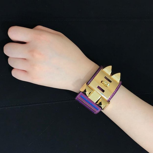 Herems togo leather CDC bracelet H109026 purple