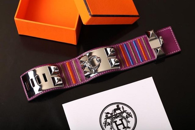 Herems togo leather CDC bracelet H109026 purple