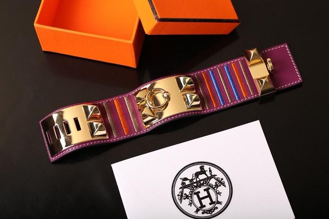 Herems togo leather CDC bracelet H109026 purple