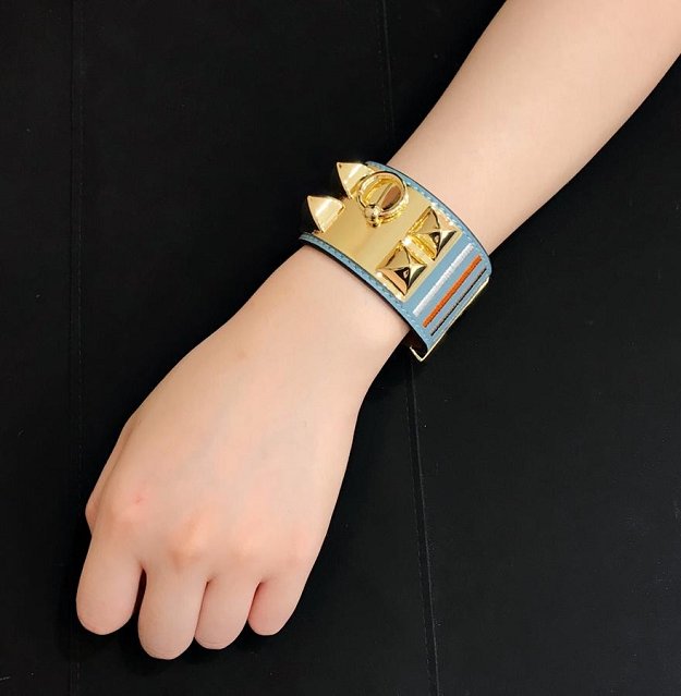 Herems togo leather CDC bracelet H109026 blue