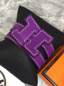 Herems togo leather Jet Lag Double Tour bracelet H074217 purple