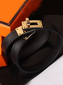 Hermes togo leather kelly double tour bracelet H064642 black
