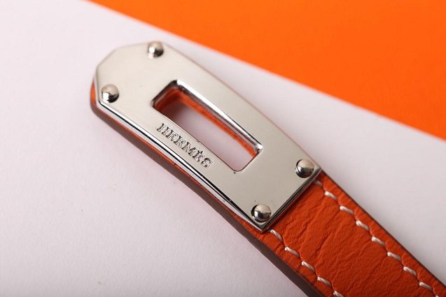 Hermes togo leather kelly double tour bracelet H064642 orange