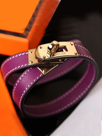 Hermes togo leather kelly double tour bracelet H064642 purple