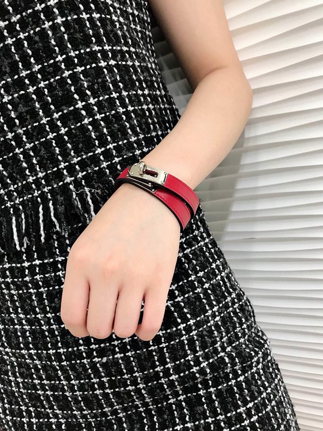 Hermes togo leather kelly double tour bracelet H064642 red