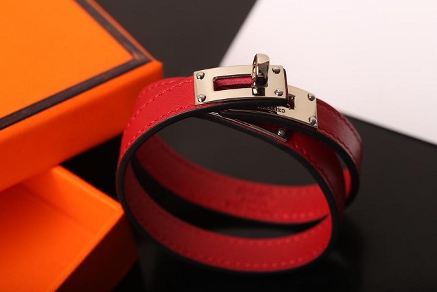 Hermes togo leather kelly double tour bracelet H064642 red