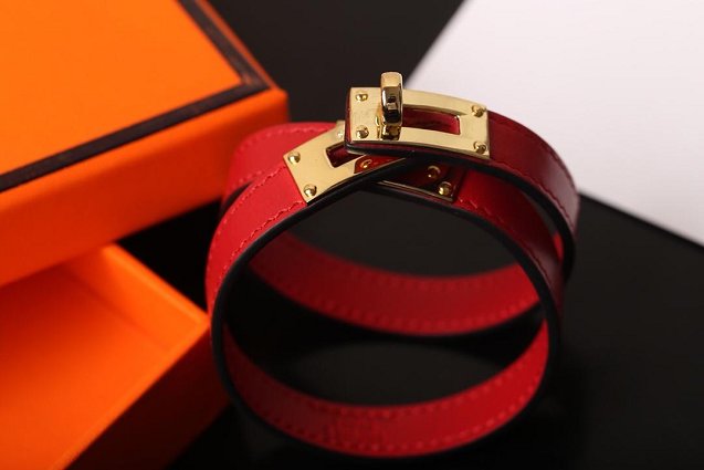 Hermes togo leather kelly double tour bracelet H064642 red