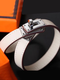 Hermes togo leather kelly double tour bracelet H064642 white
