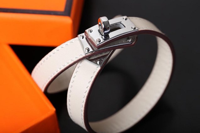 Hermes togo leather kelly double tour bracelet H064642 white