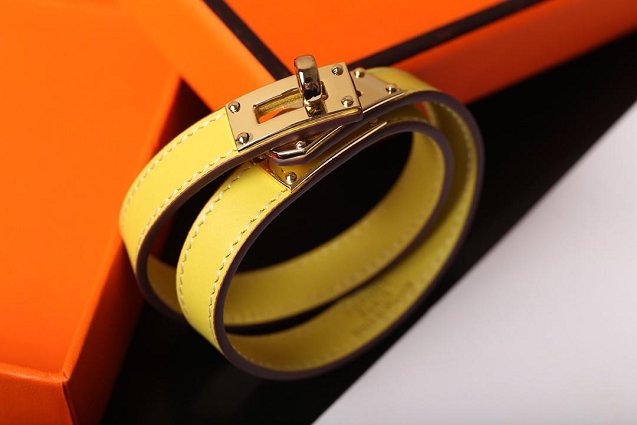 Hermes togo leather kelly double tour bracelet H064642 yellow