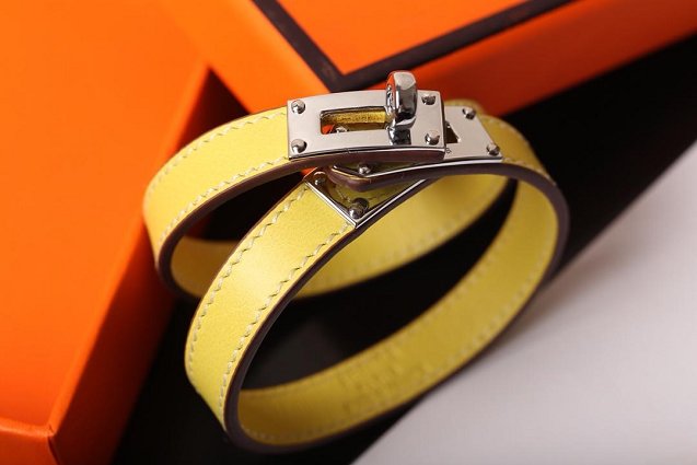 Hermes togo leather kelly double tour bracelet H064642 yellow