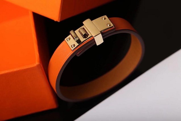 Hermes mini dog  clous ronds bracelet H071679 orange
