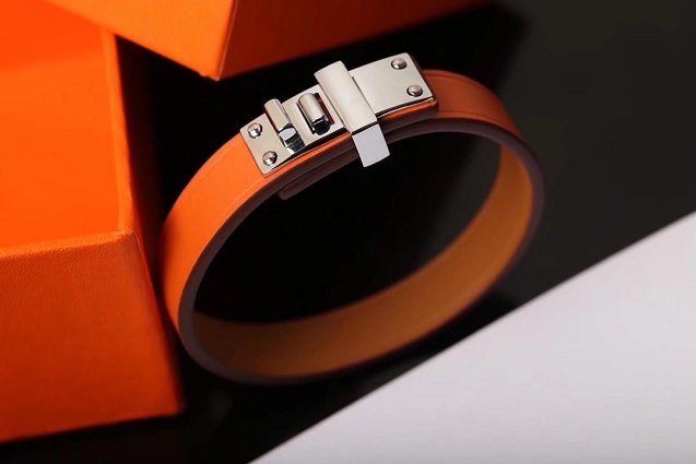 Hermes mini dog  clous ronds bracelet H071679 orange