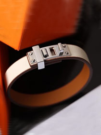 Hermes mini dog  clous ronds bracelet H071679 white