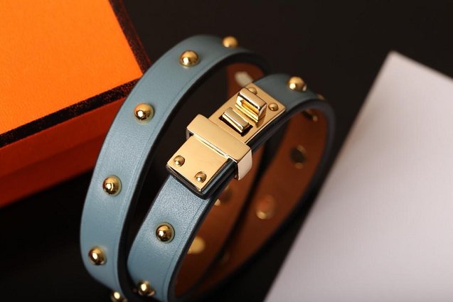 Hermes mini dog  double rour bracelet  H071673 blue