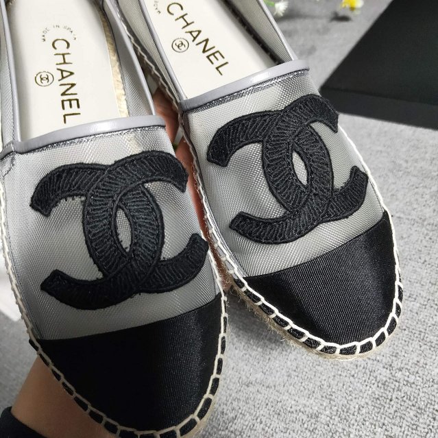 CC mesh & grosgrain espadrilles G34431 grey