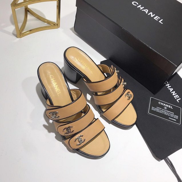 CC original calfskin mules G34670 apricot