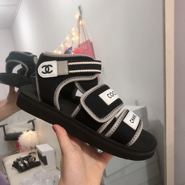2019 CC fabric sandals G34727 black