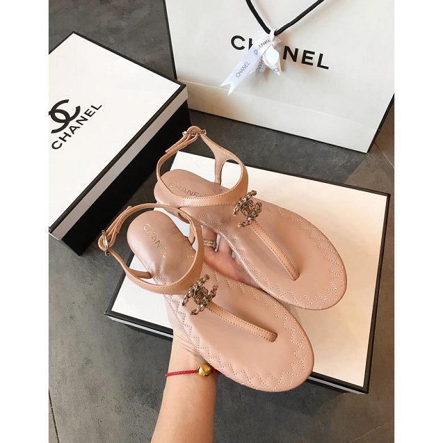 CC original lambskin sandals G34608 nude