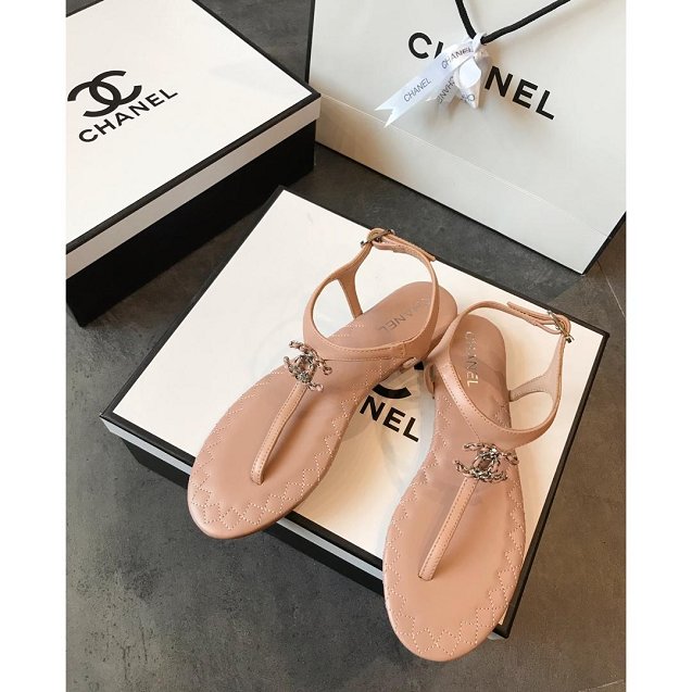 CC original lambskin sandals G34608 nude