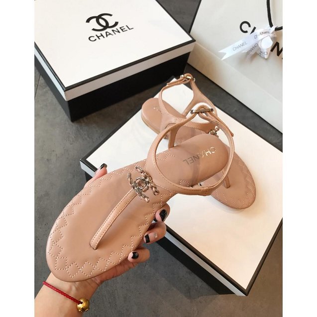 CC original lambskin sandals G34608 nude