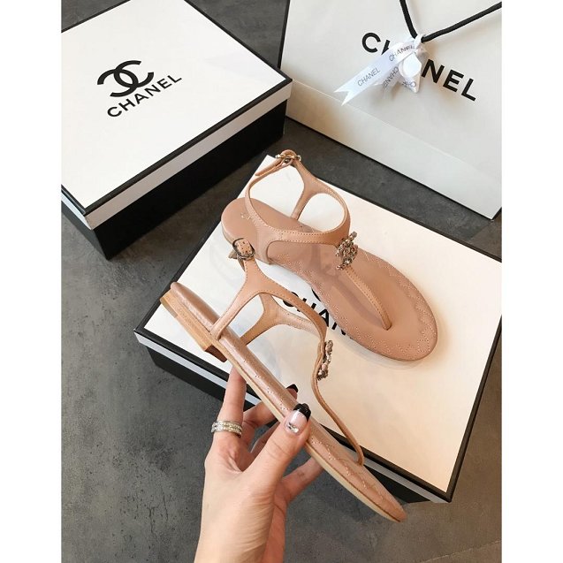 CC original lambskin sandals G34608 nude