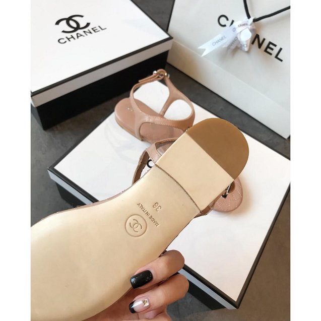 CC original lambskin sandals G34608 nude